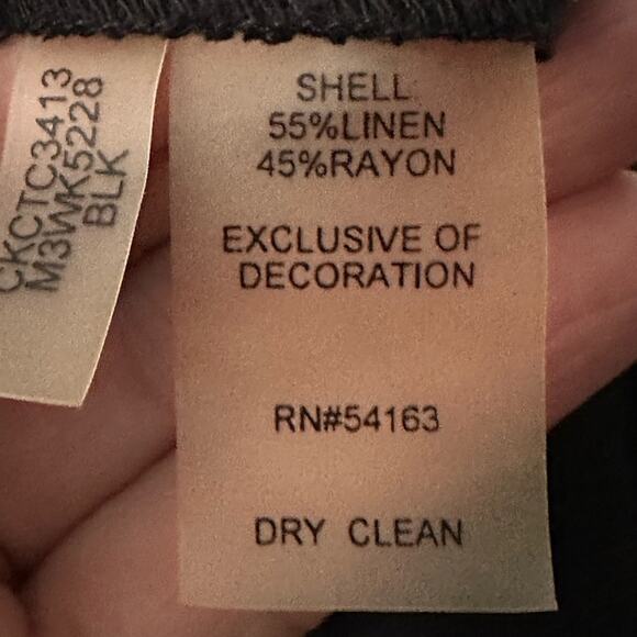 Calvin Klein Black Linen Wide Leg Drawstring Pants - Picture 6 of 8